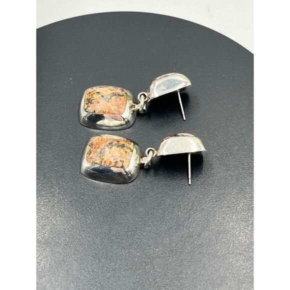 Vintage Mexico Sterling Silver Taxco Jasper Stone Dangle Earrings TZ-17
23.4g - Picture 6 of 12